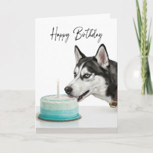 Carte Inspecteur de gâteau d'anniversaire de Husky sibér