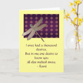 Carte Inspiration Dragonfly & Rumi Citation (Fleur jaune)