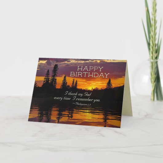 Carte Inspirational Birthday Philippians 1:2-3 Coucher d (Devant)