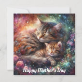 Carte Inspirational Cat Maman Kitten Floral Fête des Mèr (Devant)