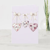 Carte Inspirational Floral Love Hope Joy Hearts Bow (Devant)