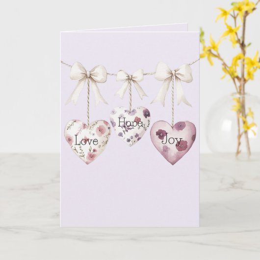 Carte Inspirational Floral Love Hope Joy Hearts Bow (Fleur jaune)
