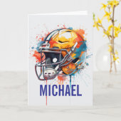 Carte Inspirational Motivational Football Helmet Name (Fleur jaune)