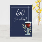 Carte Inspirational Red Wine Navy Blue 60e anniversaire (Fleur jaune)