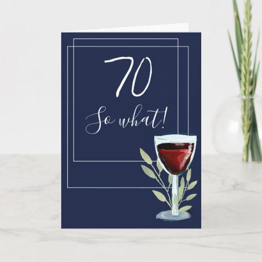 Carte Inspirational Red Wine Navy Blue 70e anniversaire (Devant)