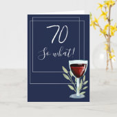 Carte Inspirational Red Wine Navy Blue 70e anniversaire (Fleur jaune)
