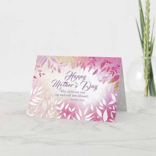 Carte Inspirationnelle Bible Verse rose Fête des mères f (Devant)