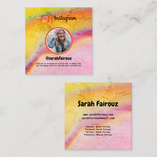 Carte Instagram tendance (Devant / Derrière)