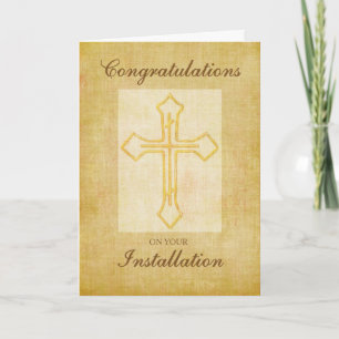 Carte Installation de félicitations, Croix religieuse