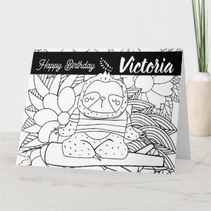 Carte Instructeur de yoga Sloth Anniversaire Coloration 