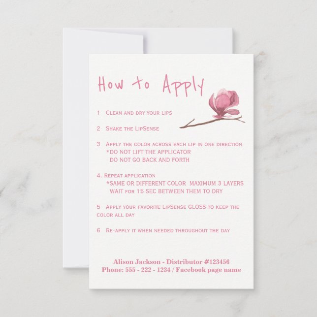 Carte Instructions d'application du distributeur de bâto (Devant)