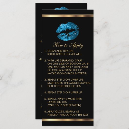 Carte Instructions pour la lèvre de Parties scintillant (Devant / Derrière)