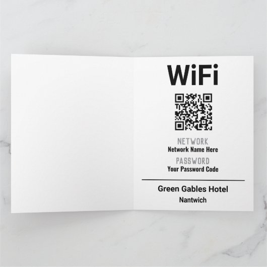 Carte Instructions WiFi avec code QR (Intérieur)