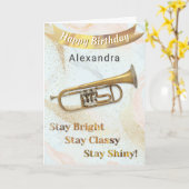 Carte Instrument de musique de trompette Anniversaire pe (Fleur jaune)