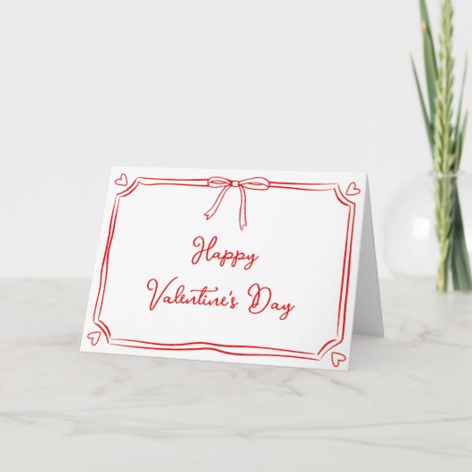 Carte Intemporelle Saint Valentin Coquette Bow Girly Red (Devant)