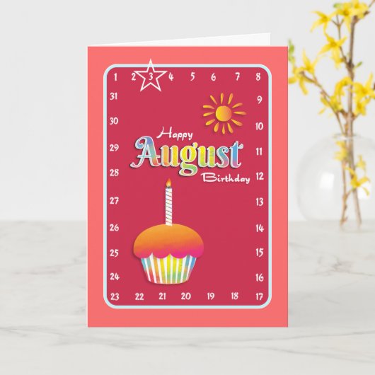 Carte Interactif "mouvement anniversaire d'AOÛT de (Fleur jaune)