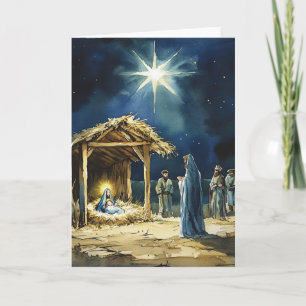 Carte Intérieur vide Scène de la Nativité à l'aquarell