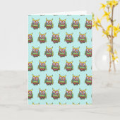 Carte intérieure blanche de hibou (Fleur jaune)