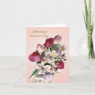 Carte International Women's Day, roses & tulips