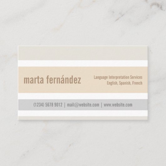 Carte interprète traducteur minimaliste langues (Devant)