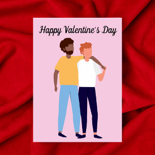 Carte Interracial Gay Couple Two Men Valentine's Day