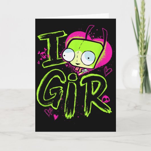 Carte Invader Zim Saint-Valentin Je t'aime fille  (Devant)
