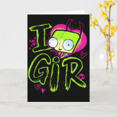 Carte Invader Zim Saint-Valentin Je t'aime fille  (Fleur jaune)