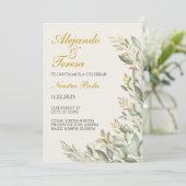 Carte Invitacion Para Evento Verde Con Dorado (Debout devant)