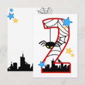 Carte invitation anniversaire 2 ans spider (Devant / Derrière)