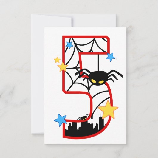 Carte invitation anniversaire 5 ans spider (Devant)