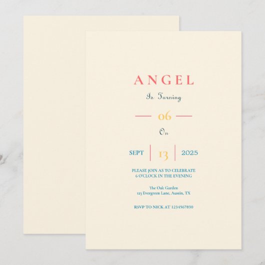 Carte Invitation Anniversaire de enfant personnali (Devant / Derrière)