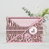 Carte Invitation Cheetah Girl Pink C (Debout devant)