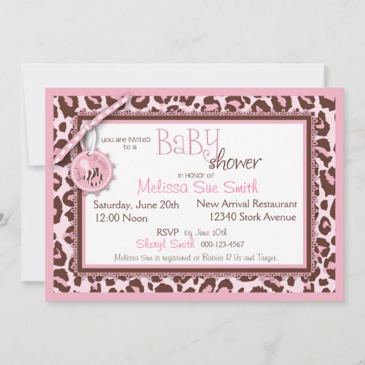 Carte Invitation Cheetah Girl Pink C (Dos)