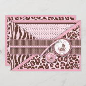 Carte Invitation Cheetah Girl Pink C (Devant / Derrière)