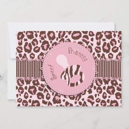 Carte Invitation Cheetah Girl Pink D (Devant)