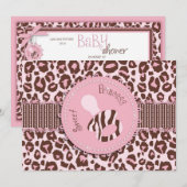 Carte Invitation Cheetah Girl Pink D (Devant / Derrière)