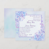 Carte Invitation couleur Aquarelle bleu violet Lil (Devant / Derrière)
