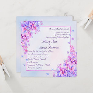 Carte Invitation couleur Aquarelle violet Lilac