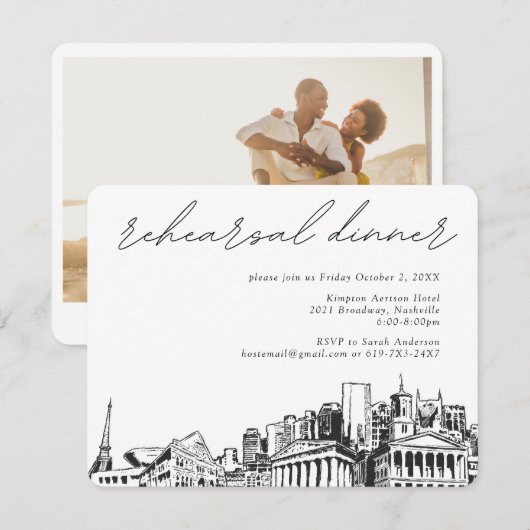 Carte Invitation de clôture du dîner de répétition (Devant / Derrière)