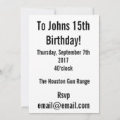 Carte invitation de fusil X (Dos)