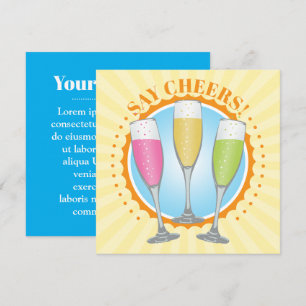 Carte Invitation de Lunettes de Champagne colorées