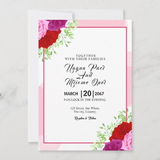 Carte Invitation de mariage Conception de la carte (Devant)