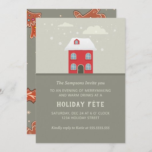 Carte Invitation de Noël (Devant / Derrière)