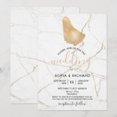 Carte Invitation Destination de Mariage Barbade Or (Devant / Derrière)