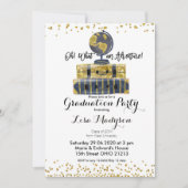 Carte Invitation Gold Globe Adventure Graduation P (Devant)