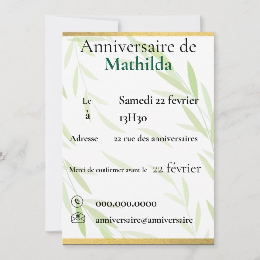 carte invitation / invitation card (Devant)