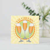 Carte Invitation Mimosa Orange Champagne Glasses (Debout devant)