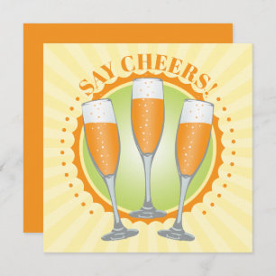 Carte Invitation Mimosa Orange Champagne Glasses
