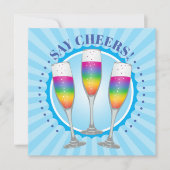 Carte Invitation Mimosa Rainbow Champagne Glasses (Devant)