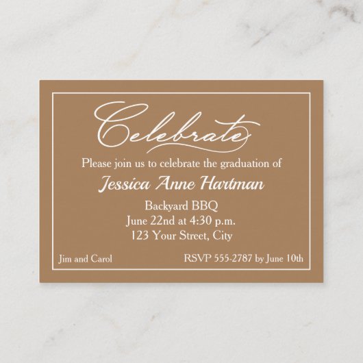 Carte Invitation photo de la taille MINI 3,5 pouce (Dos)